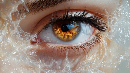 Canvas Print - Close Up of a Human Eye with Water Texture