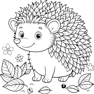 Hedgehog coloring page design.