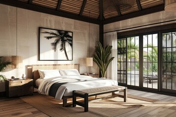 Poster - Modern bedroom furniture window art.