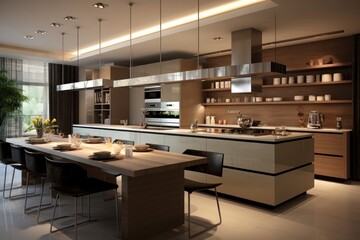 Poster - Modern kitchen interior design furniture chair architecture.