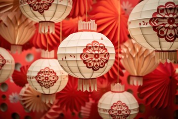 Poster - Red lanterns festival pattern chinese lantern.