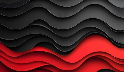 Poster - Abstract Red Black Wavy Paper Cut Design Presentation Template