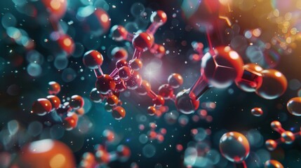 Poster - A bunch of red spheres are floating in the air