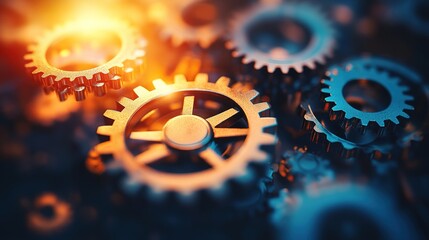 Poster - Golden Gears in Motion Under Soft Light