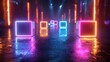 © Raitalinn - Neon cubes glow against a dark background, creating a futuristic 3D-rendered digital space.