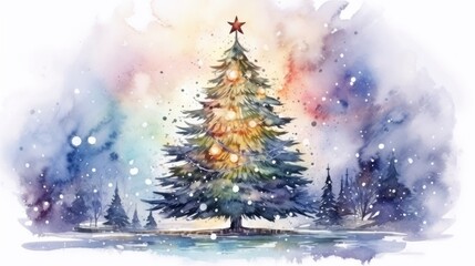 Canvas Print - Christmas miracle wallpaper plant tree illuminated.