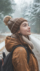 Canvas Print - A woman wearing a brown hat