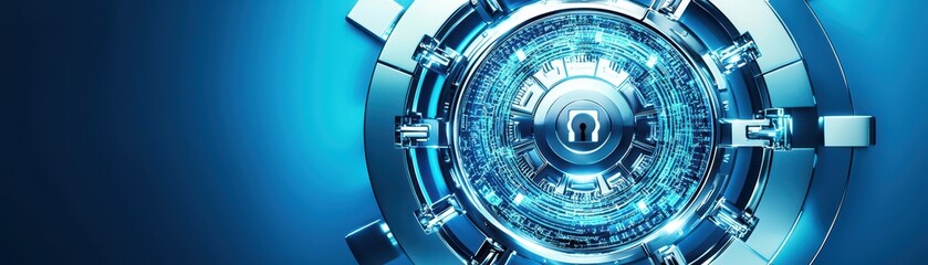 Leinwandbilder - Futuristic security lock design, blue background