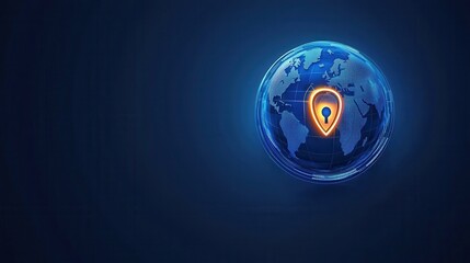 Poster - Globe with location pin on blue background