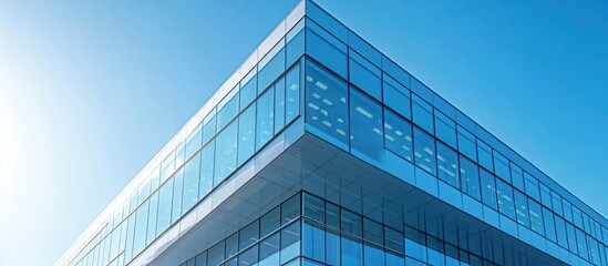 Modern Glass Facade of a Corporate Building. Modern office building with blue sky, and glass facades