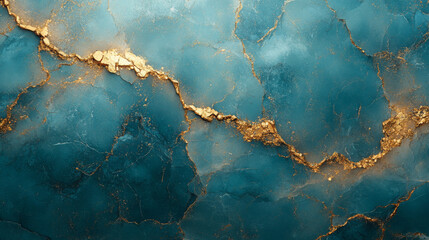 Wall Mural - Abstract teal and gold marble background