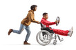 © Ljupco Smokovski - Guy pushing a car racer in a wheelchair