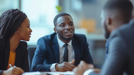 Sticker - Business Meeting with Diverse Professionals in Discussion