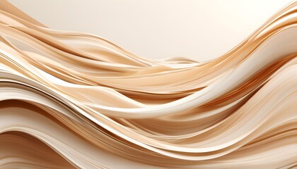 Wall Mural - Fluid 3D Paper Waves in Neutral Tones with Dynamic Movement and Layered Gradients