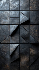 Canvas Print - Black and silver textured tiles create a modern geometric design.