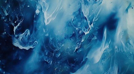 Poster - A mesmerizing blend of deep blue hues swirling together in an artistic display of fluid dynamics, evoking a sense of calm at twilight