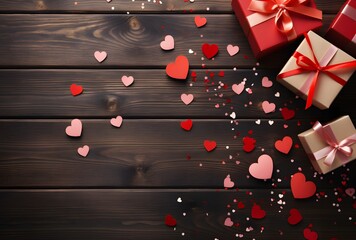 Wall Mural - Romantic Valentine's Day Gift Box Background