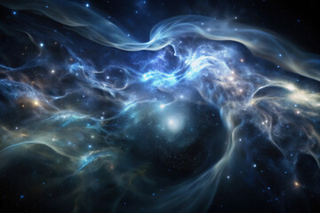 Poster - Captivating cosmic swirls illuminate the vastness of space, showcasing vibrant colors and ethereal forms in the night sky. Generative AI