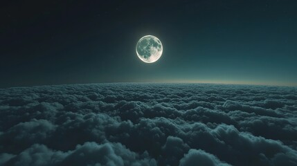 Sticker - Bright Moon Over Soft Clouds at Night