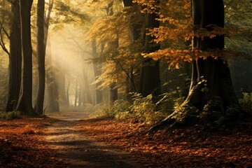 Poster - Forest in autumn very few trees landscape sunlight outdoors.