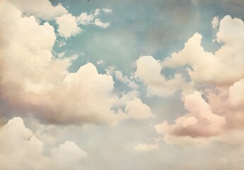 Poster - Vintage Watercolor Sky Background with Clouds