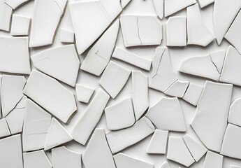 Poster - Abstract White Ceramic Tile Fragments Pattern