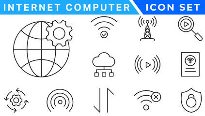Poster - Internet computer line icon set. Website icon for contact icons. Computer, network, website, server, web design, hardware, software and more. Website set icon vector