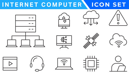 Poster - Internet computer line icon set. Website icon for contact icons. Computer, network, website, server, web design, hardware, software and more. Website set icon vector