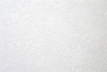 Wall Mural - White Embossed Floral Pattern Texture Background