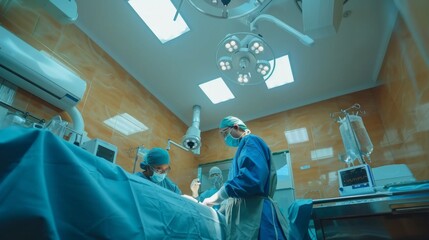 Aufkleber - A surgeon is performing a surgery in a hospital