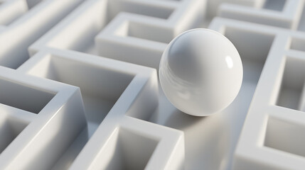 Aufkleber - White sphere searching the way out of a maze