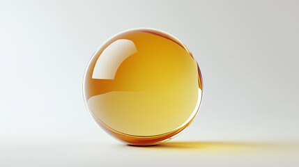 Leinwandbilder - Transparent yellow sphere casting shadow on white background