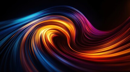 Poster - Vibrant abstract swirl in blue and orange hues, creating a dynamic and captivating design on a dark background.