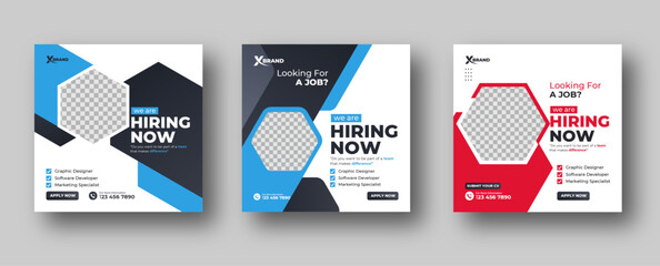 we are hiring job vacancy social media post or square web banner template design.