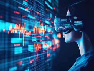 Aufkleber - Holographic financial advisors, analyzing merger stats, data projections in hightech environment