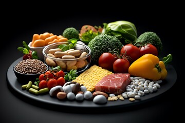 Aufkleber - Interactive 3D digital weight loss meal planner, where users can create balanced meals with fully animated foods like vegetables, protein, and grains
