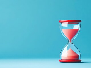 Poster - Hourglass with flowing sand, minimalist design, flat design illustration