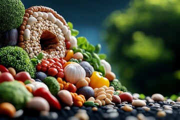 Aufkleber - Interactive 3D digital weight loss meal planner, where users can create balanced meals with fully animated foods like vegetables, protein, and grains
