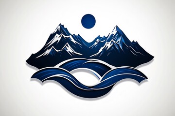 Leinwandbilder - Minimalist mountain landscape, with clean lines representing towering peaks and flowing rivers in a sleek, geometric design