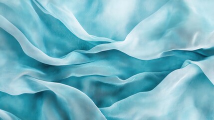 Poster - Gentle waves of light blue silk fabric create a soothing abstract texture in a serene display of elegance and movement