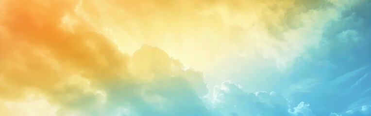 Poster - A bright blue and yellow sky with clouds