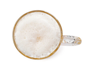 Poster - Glass mug of beer isolated on white, top view