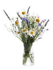 Sticker - Beautiful wildflowers in vase isolated on white