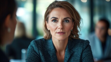 Canvas Print - Professional Woman Engaging in Business Conversation