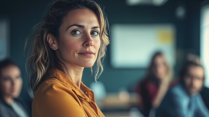 Wall Mural - Thoughtful Woman in a Modern Office Setting