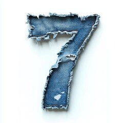 a number seven made out of a pair of blue jeans