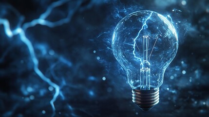 light bulb with electric sparks and energy effects.