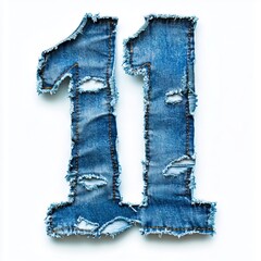 Wall Mural - A number 11 made out of a pair of blue jeans