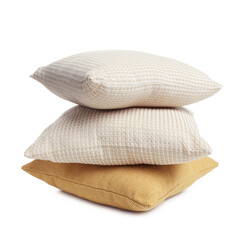 Poster - Stack of different pillows isolated on white