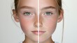 © Wimon - A photographic split showing how the smooth skin and balanced features of a young face gradually develop fine lines and subtle asymmetry with age.
